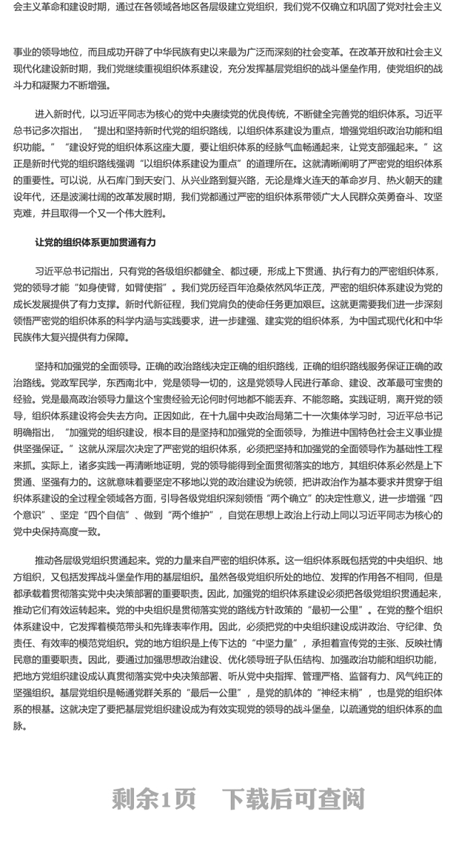 完善上下贯通执行有力的组织体系PPT深入学习关于党的建设的重要思想课件(讲稿)