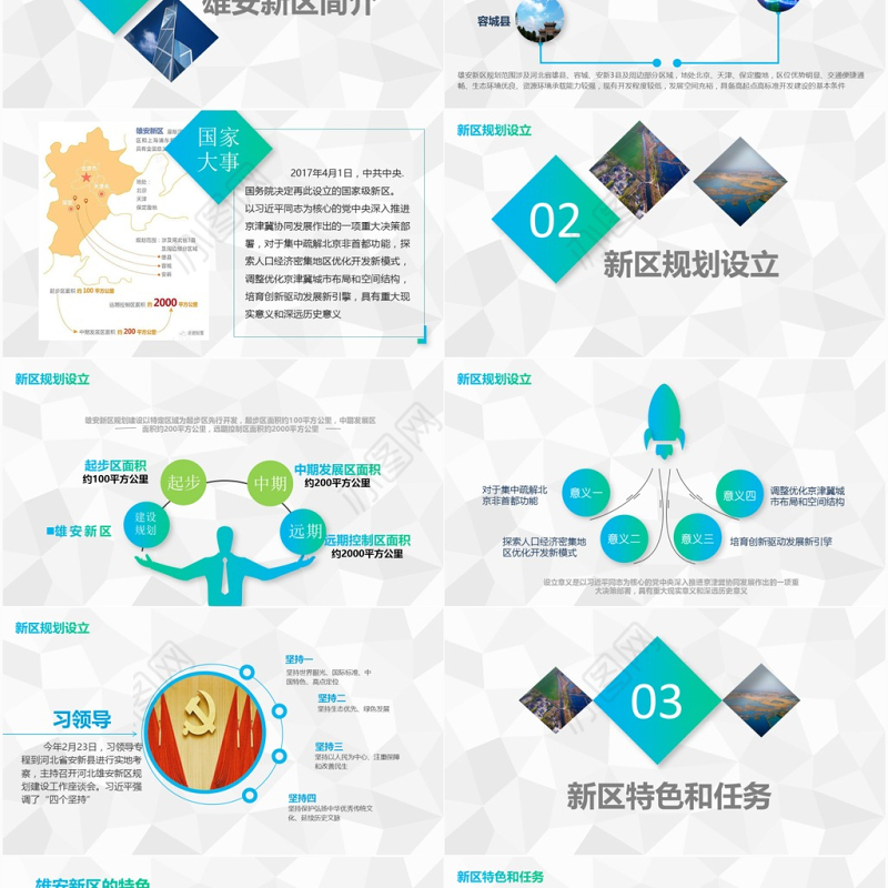 地域党课之河北雄安新区介绍PPT模板概况规划地图