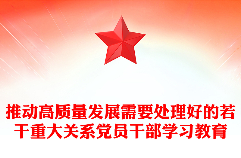推动高质量发展需要处理好的若干重大关系党员干部学习教育