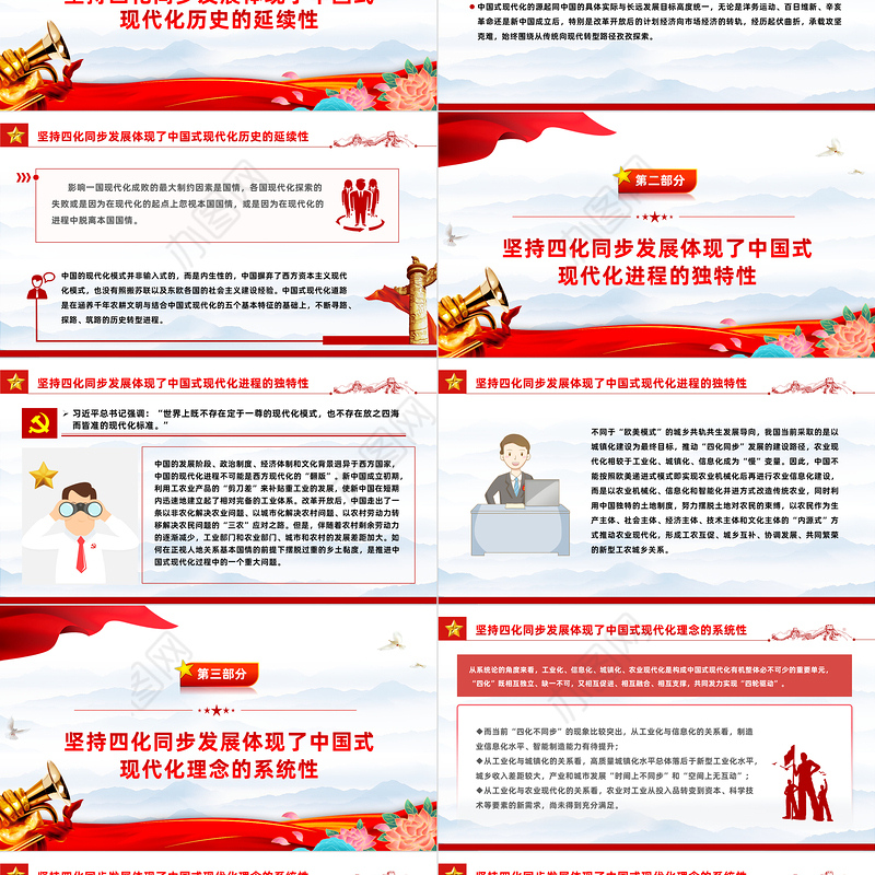 以四化同步理念突破现代化传统发展路径约束的坚定意志PPT大气风学习教育党课课件模板