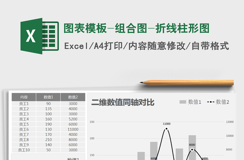 2021年图表模板-组合图-折线柱形图