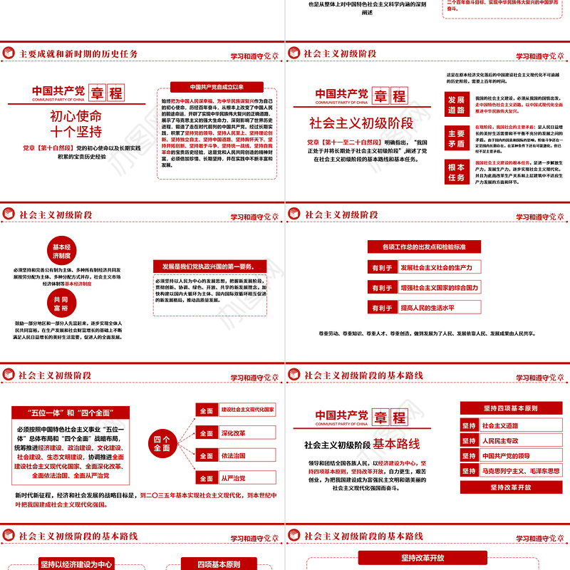 2022中国共产党章程全文解读PPT极简风党章发展历程及新党章全文党员学习专题课件下载
