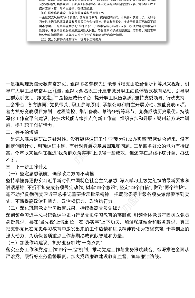 公司党支部党建责任制自查报告