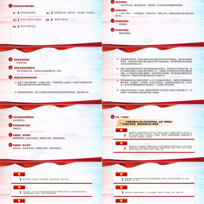 2021党员学习手册PPT党员基层党组织党务党建知识学习党课模板1