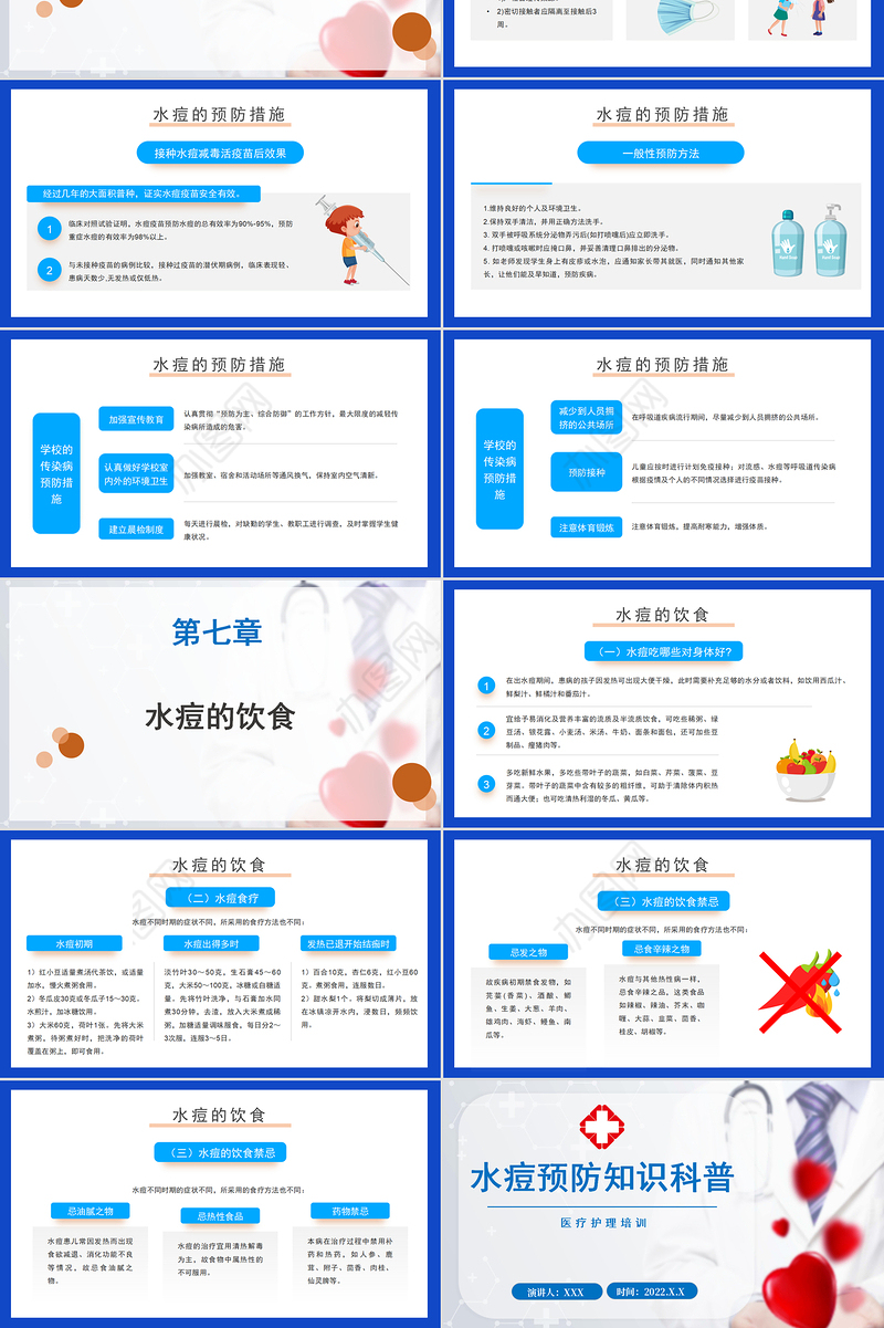 2022水痘预防知识科普PPT简约清新医疗护理培训通用PPT模板