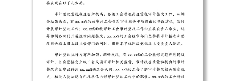 工会系统审计整改情况报告（范文）