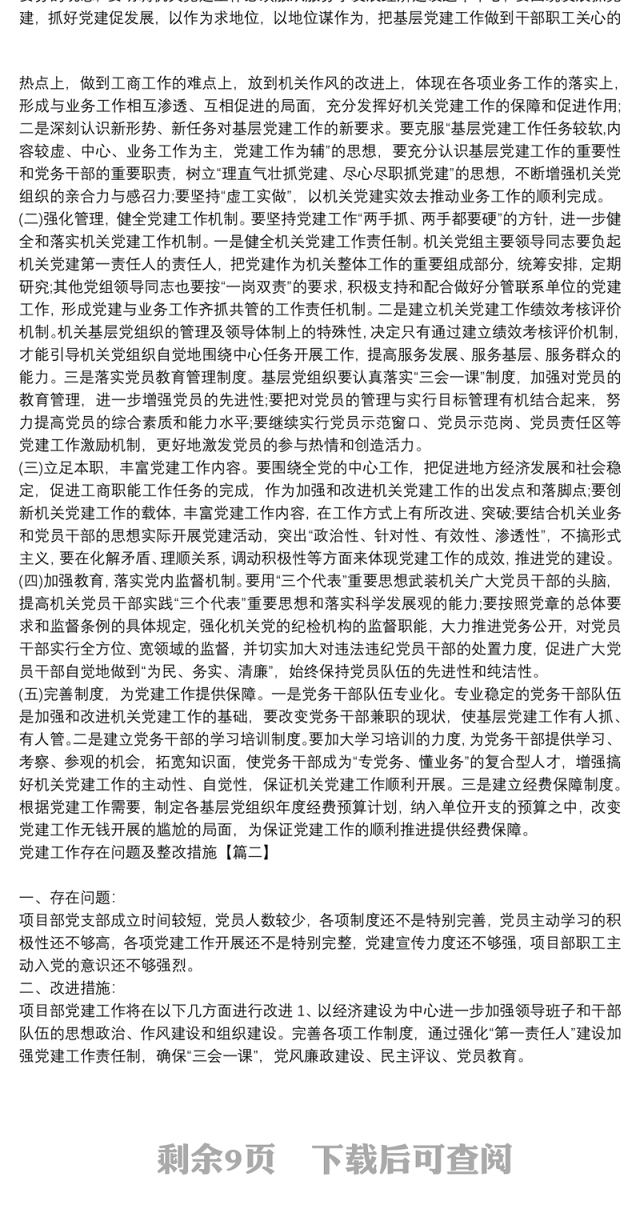 党支部存在的问题及整改措施