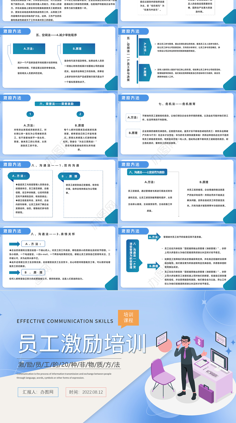 2022员工激励培训PPT渐变商务风企业员工培训课件模板