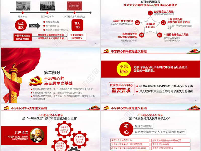 原创共产党不忘初心牢记使命主题学习教育微党课-版权可商用