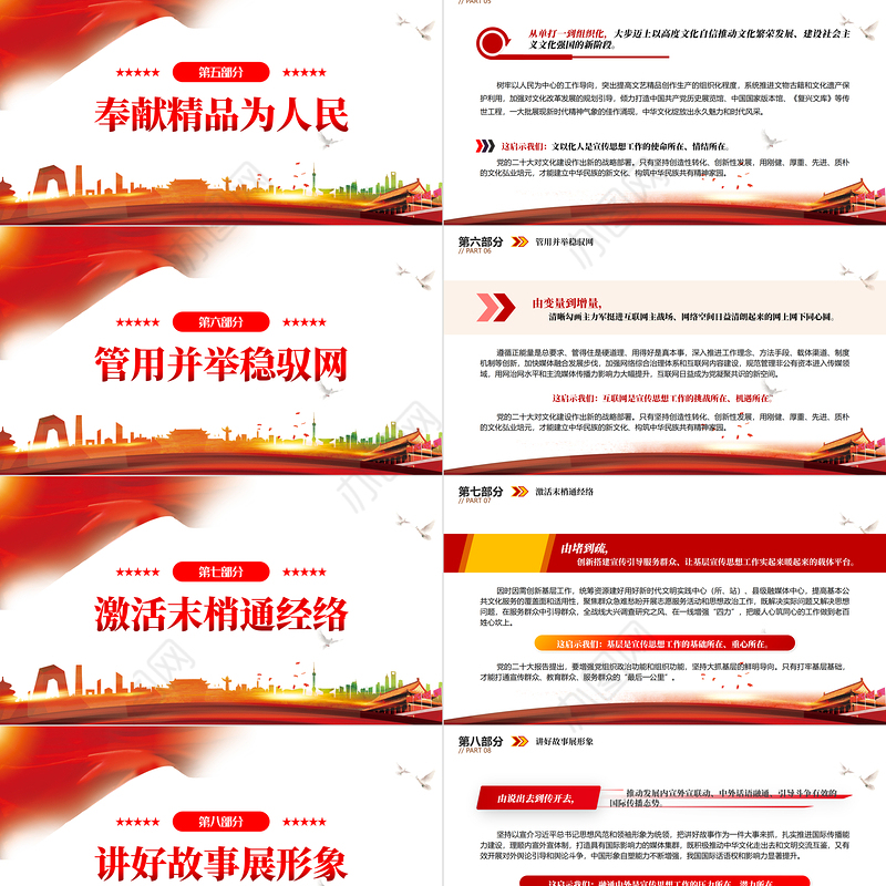 2022新时代十年党的宣传思想工作十大成就和变革PPT红色精美风党员干部学习教育专题党课党建课件