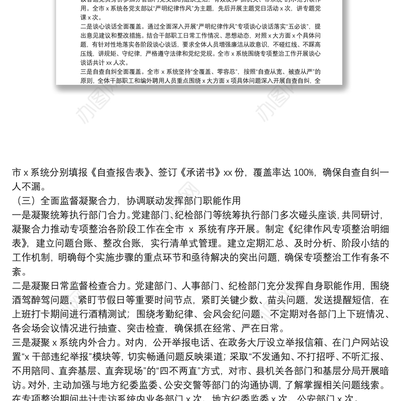 纪律作风专项整治工作总结报告