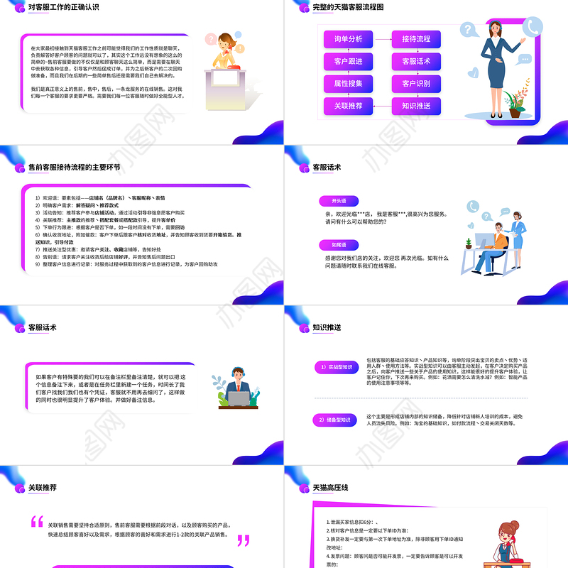 2022新手客服培训PPT卡通风618电商新手客服培训主题课件模板