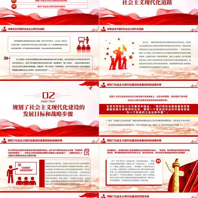 党的八大PPT大气简洁中国的现代化道路积极探索党史课件