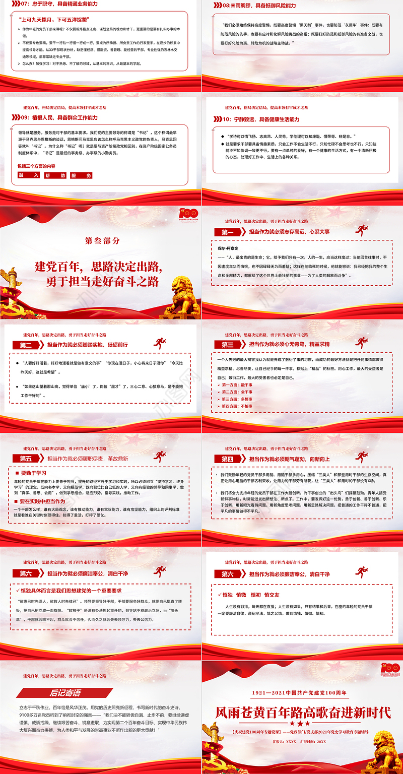 2021风雨苍黄百年路高歌奋进新时代PPT庆祝建党100周年专题党史学习教育专题辅导党课PPT模板