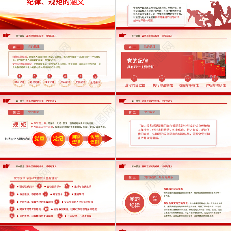 党员干部要讲规矩有纪律PPT红色大气2022年党支部专题廉政教育专题党课课件模板