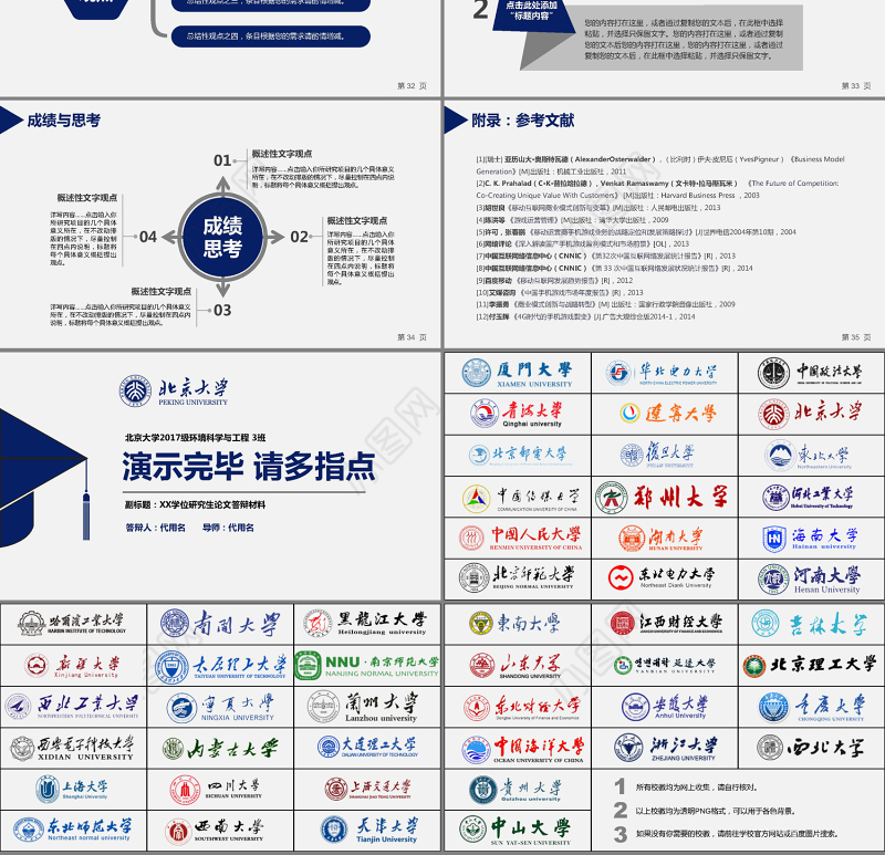 深蓝色大学生研究生毕业论文答辩PPT模板