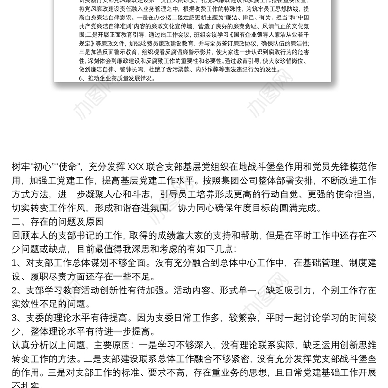 20xx年党支部副书记述职报告