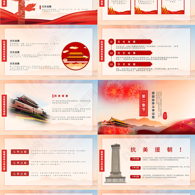 2021抗美援朝纪念日PPT红色党政风中国人民志愿军出国作战胜利71周年党课课件