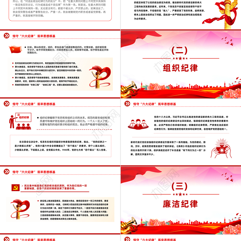 恪守“六大纪律”筑牢思想根基PPT精美简洁扎实开展党纪学习教育专栏党课课件
