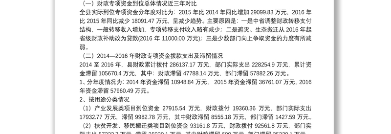 某县财政专项资金管理情况调研报告三篇