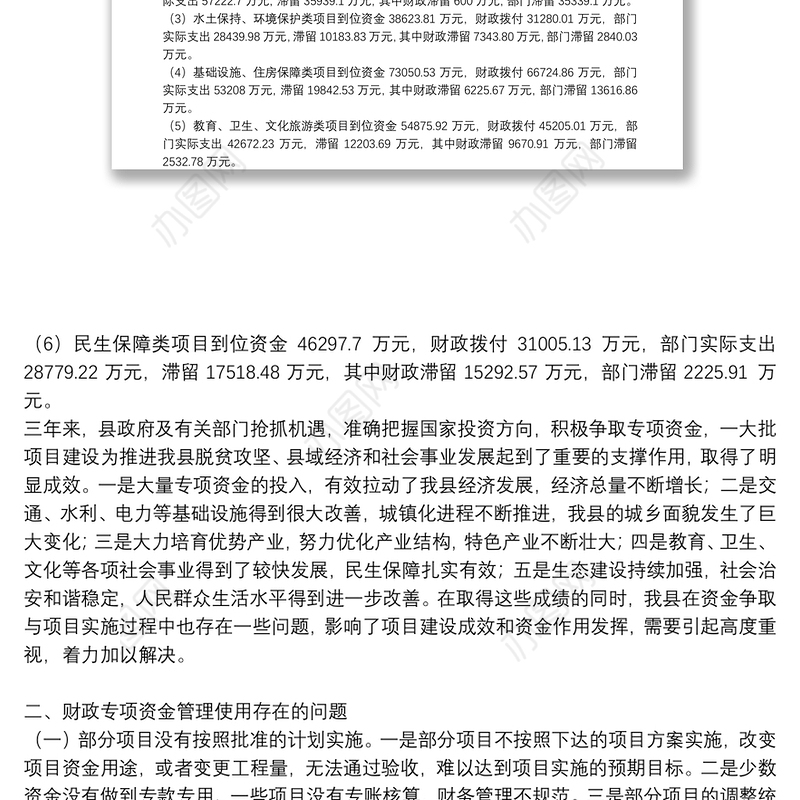 某县财政专项资金管理情况调研报告三篇