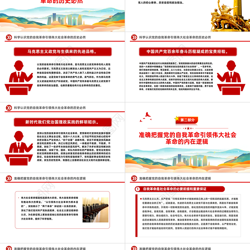 以引领伟大社会革命为行动纲领PPT红色党政风深入推进党的自我革命课件