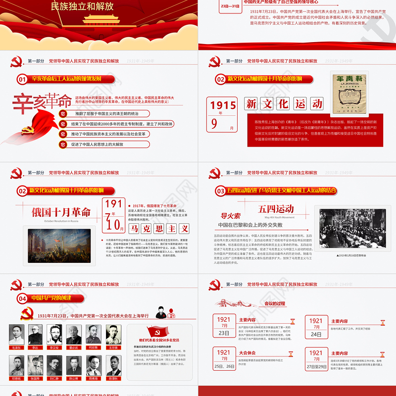 2021恢弘的史诗简约大气风党课中国共产党简史授课辅导PPT