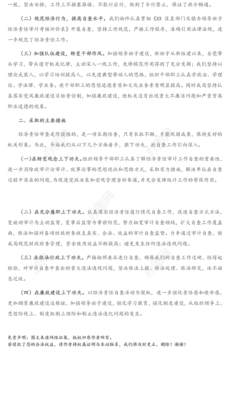 领导班子经济责任履行情况自查报告