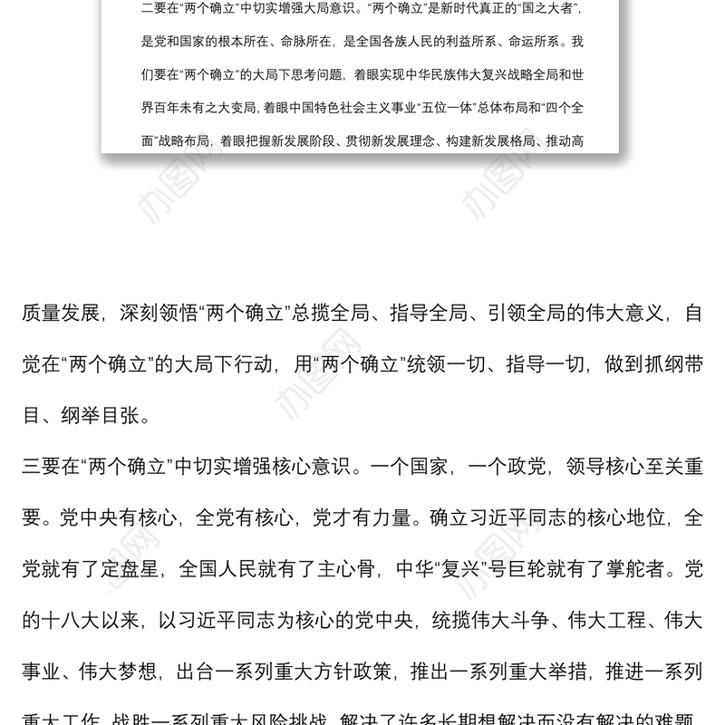 “两个确立”研讨发言