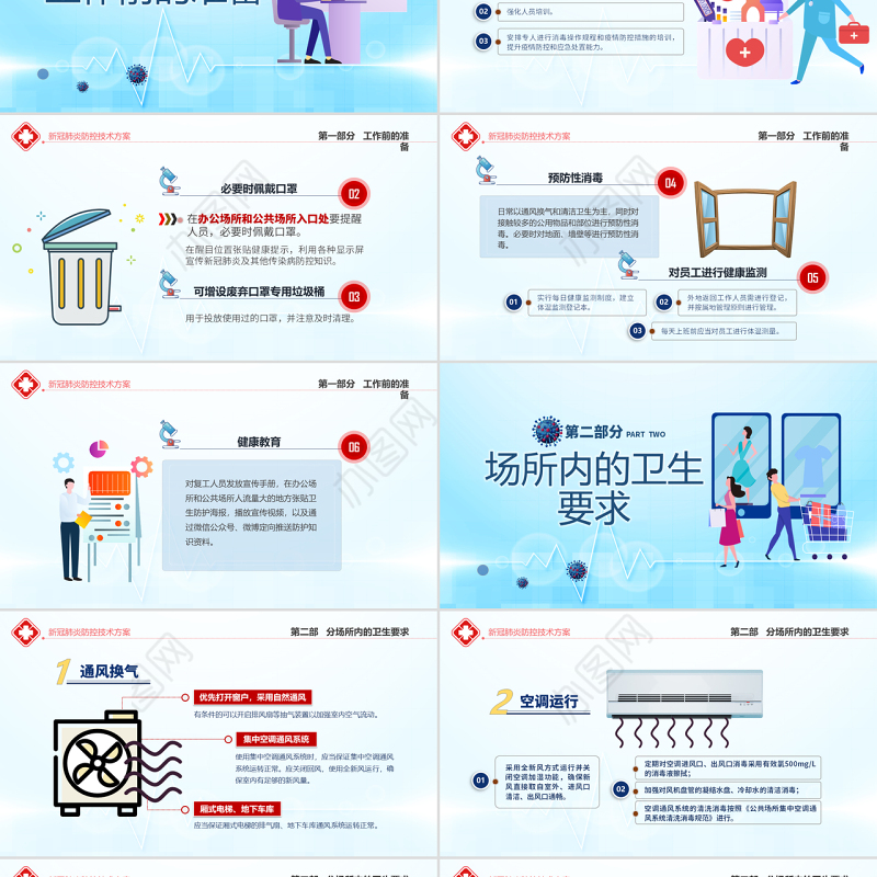 原创办公场所和公共场所新冠肺炎防控技术方案ppt模板