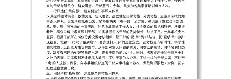 20**年度干部选拔任用工作情况报告