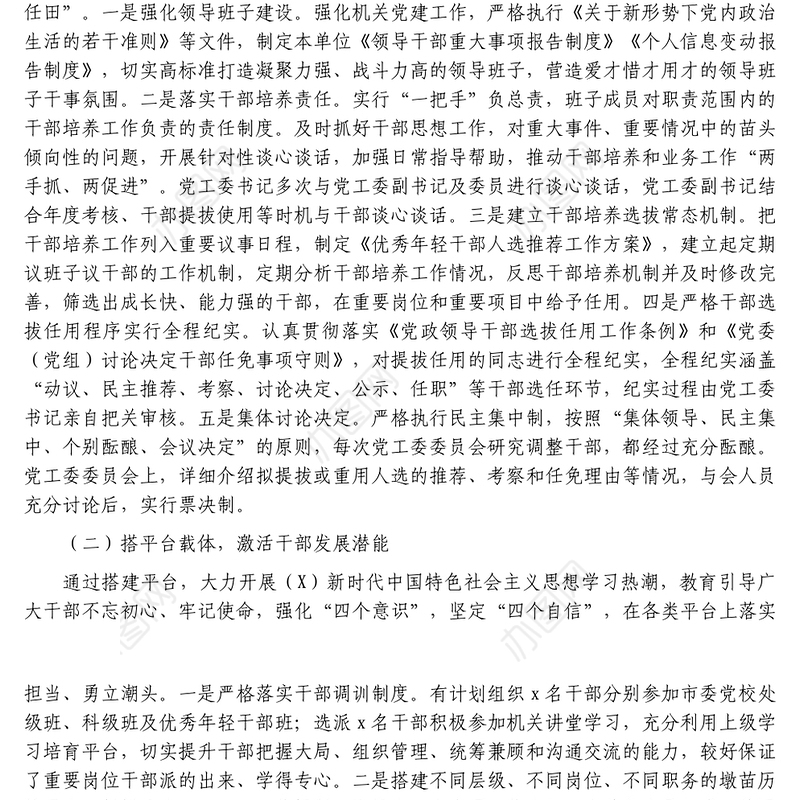 选人用人专项工作总结报告巡察专项