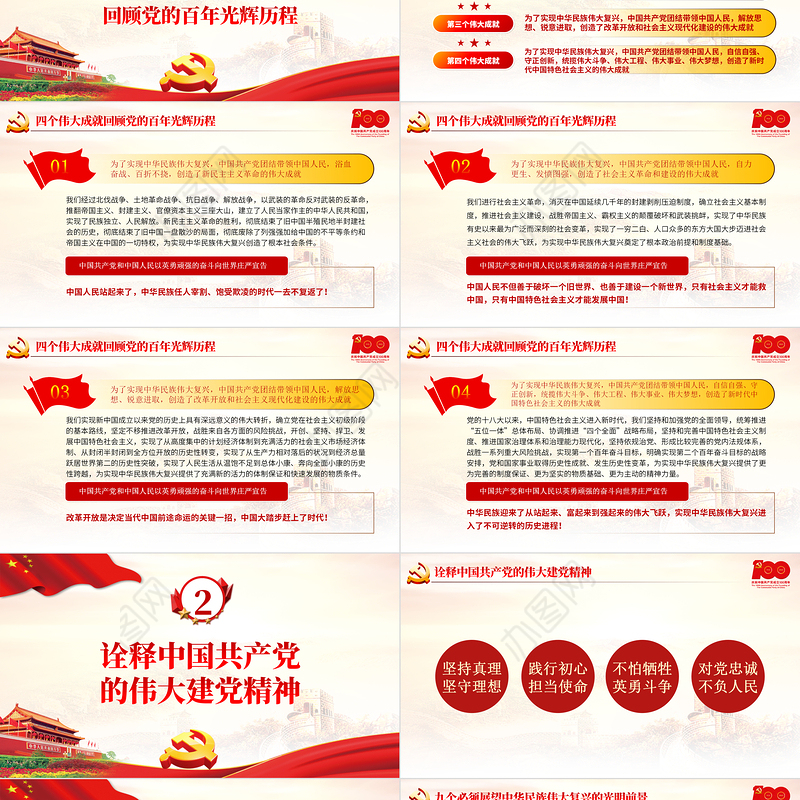 2021庆祝中国共产党成立100周年大会上的重要讲话精神PPT建党100周年专题党课课件