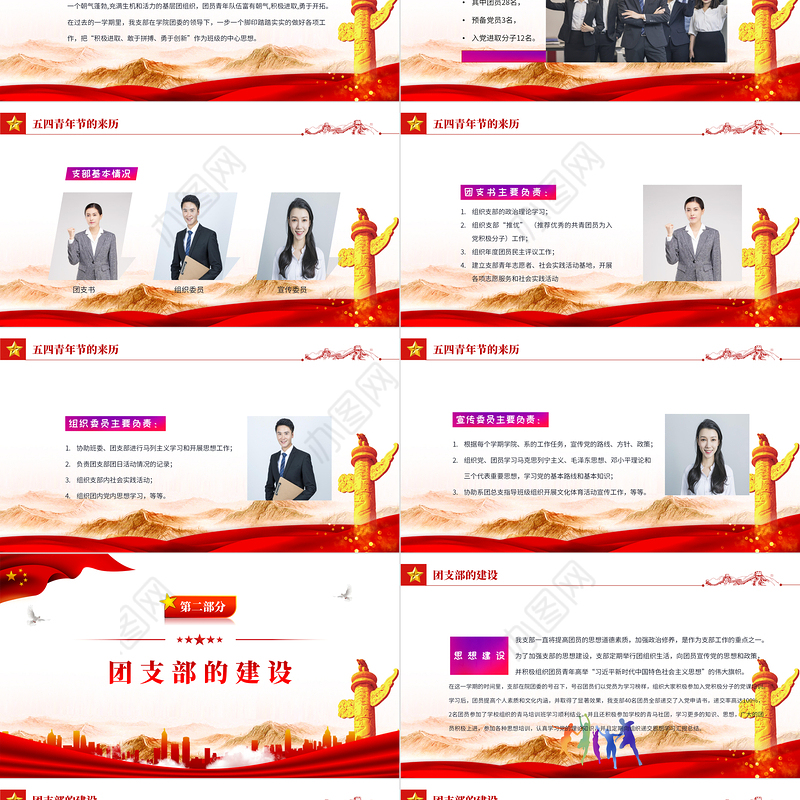 2022五四红旗团支部答辩PPT精美纪念五四运动103周年团支部竞选活动主题课件模板