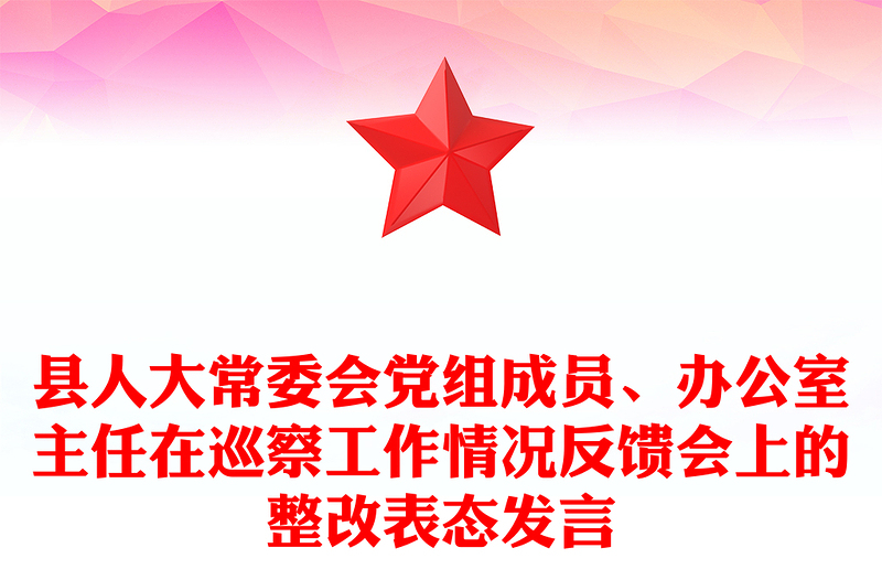 县人大常委会党组成员、办公室主任在巡察工作情况反馈会上的整改表态发言