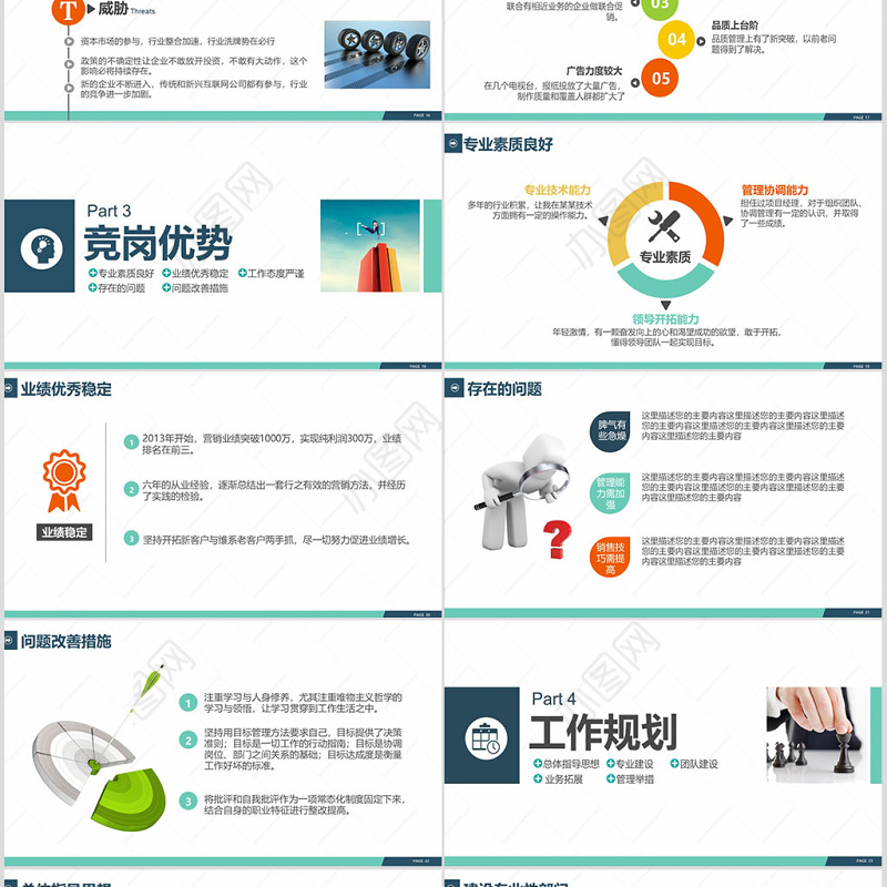 原创视觉开拓大气岗位竞聘PPT模板-版权可商用