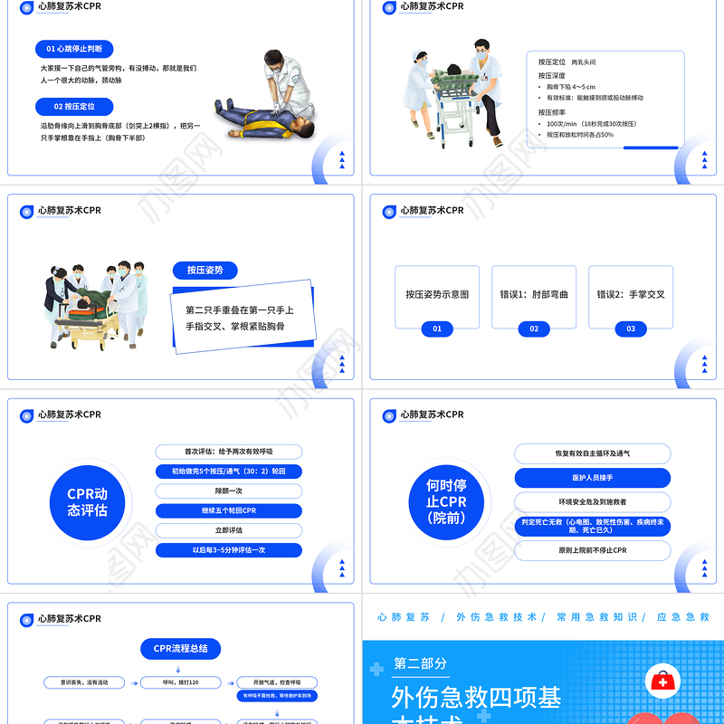 2022急救知识培训PPT简约风常见的急救基本知识科普讲座课件模板