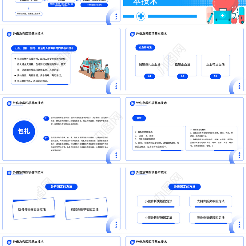 2022急救知识培训PPT简约风常见的急救基本知识科普讲座课件模板