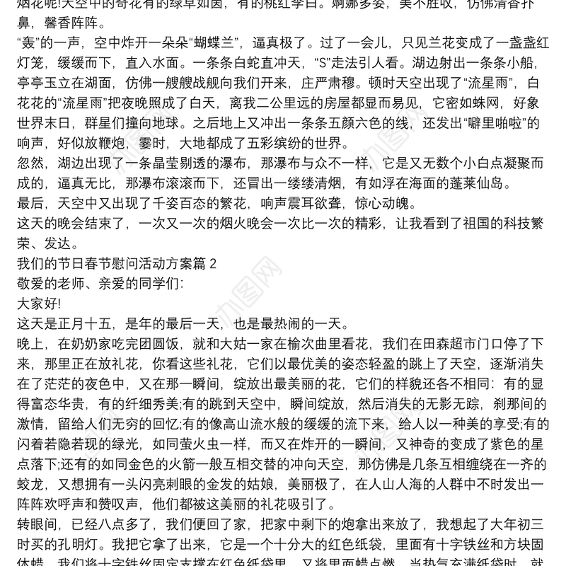 我们的节日春节慰问活动方案5篇