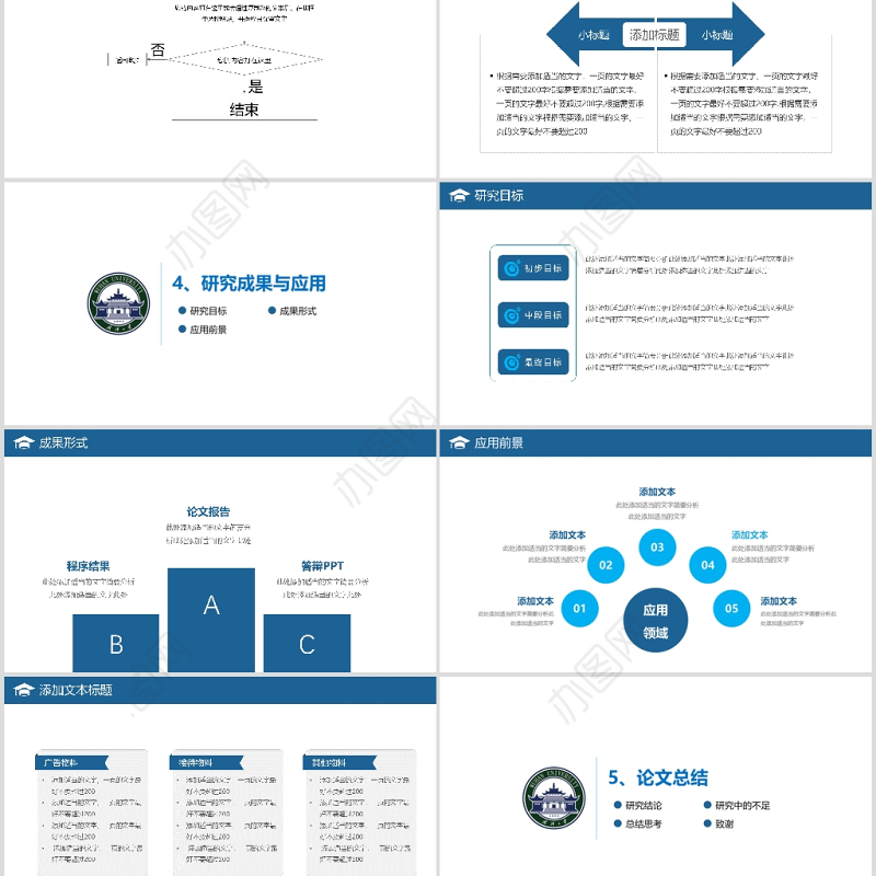 蓝色简约毕业论文答辩开题报告PPT模板