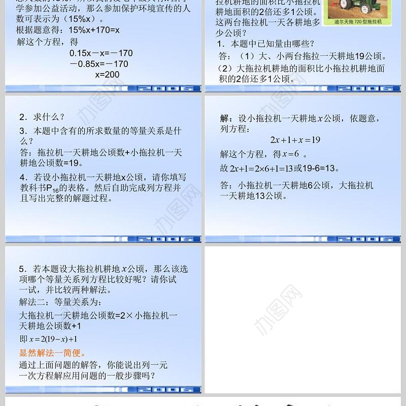  实际问题与一元一次方程解决数学课件PPT模板