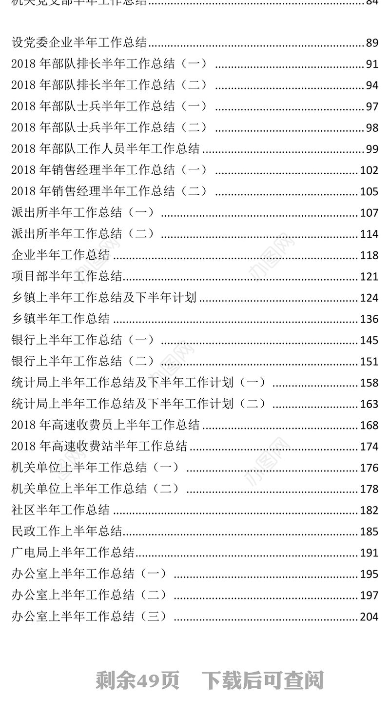 各领域行业单位及个人半年总结(20180711)