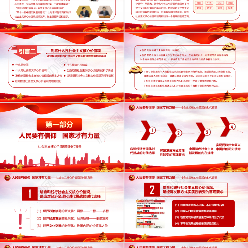 红色大气社会主义核心价值观教育活动推广策划PPT模版