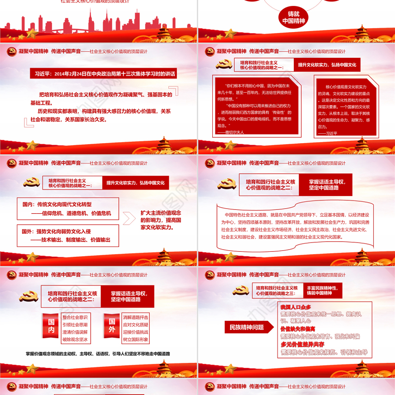 红色大气社会主义核心价值观教育活动推广策划PPT模版