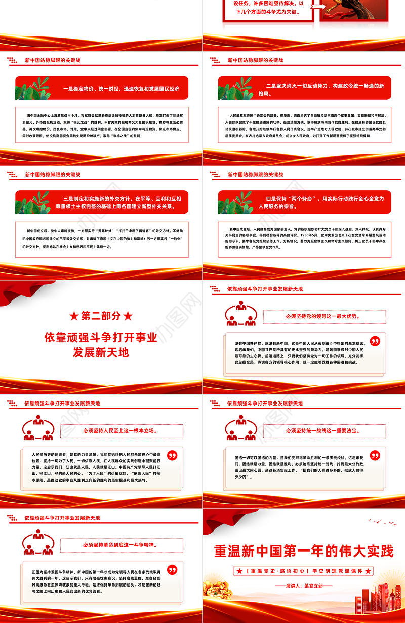 从新中国第一年的伟大实践看如何打开事业发展新天地党史学习教育专题党课PPT
