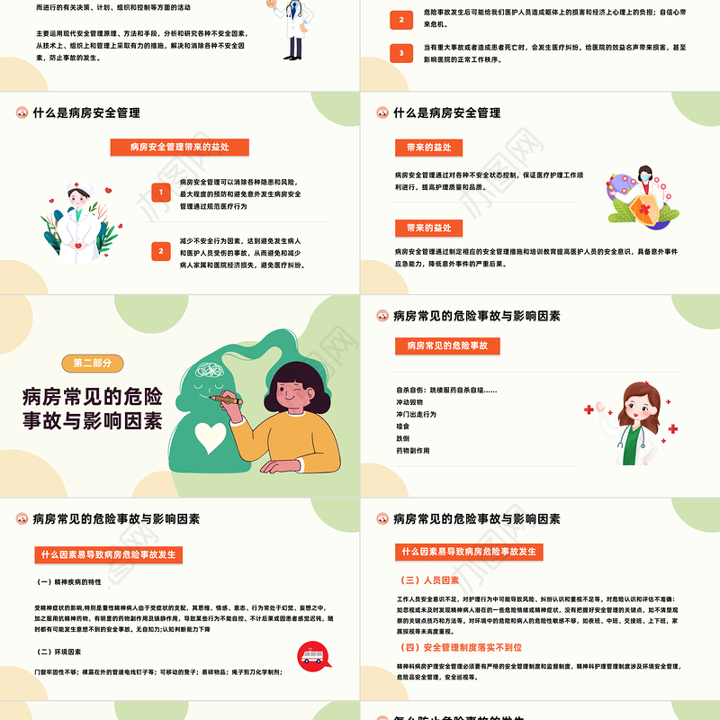 2023精神科病房安全管理PPT插画风精神科病房安全管理危险事故相关问题培训课件模板