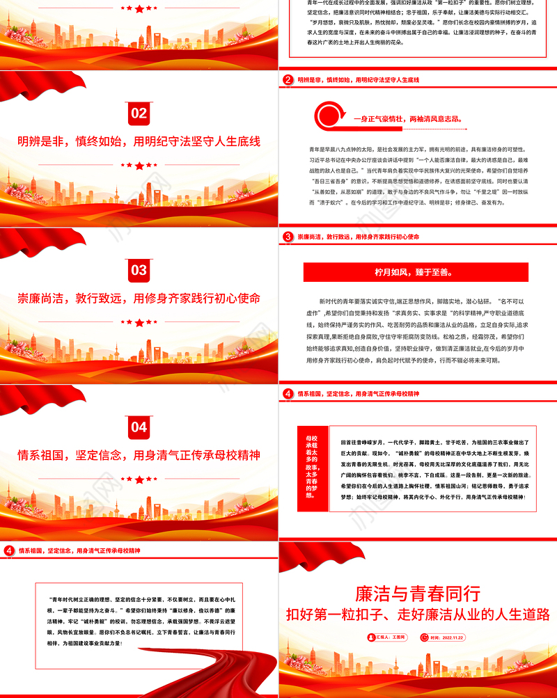2022廉洁与青春同行PPT扣好第一粒扣子走好廉洁从业的人生道路青年宣教团课课件