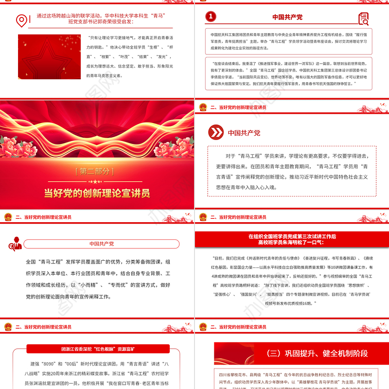 坚持深学实做激励挺膺担当PPT红色时尚青马工程学员积极参加团员和青年主题教育专题团课
