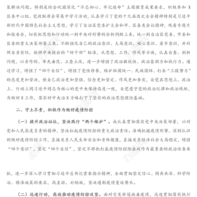 X政府副职2020年度述责述廉报告