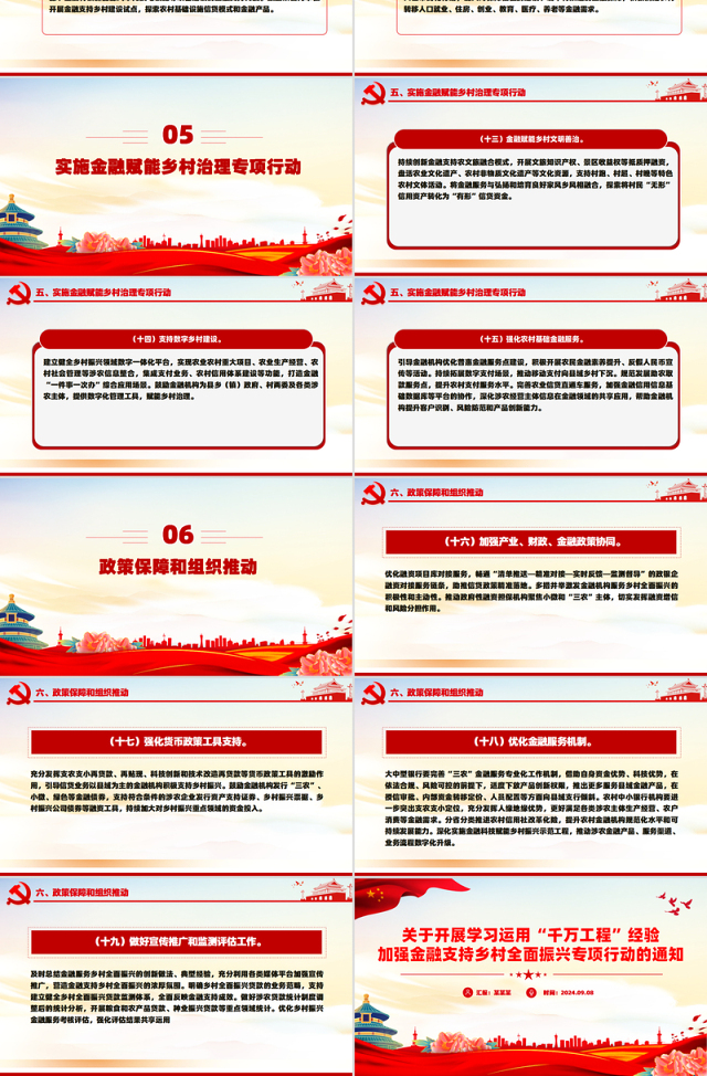 红色简洁学习运用“千万工程”经验加强金融支持乡村全面振兴PPT